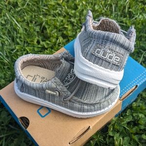 Hey Dude Comfy Gray Linen Blend Stone Wally Toddler Baby Shoes with Box US5